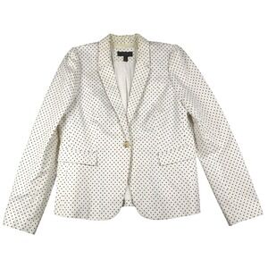 J. Crew Womens Blazer Cream White Navy Triangle Print Single Button Tailored Fit